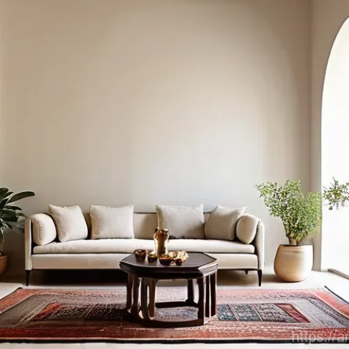 Home 28 로우테크 라이프와 최소주의의 관계 - **Minimalist Arab Living Room with Natural Light:**
"A serene and elegantly minimalist living ro...